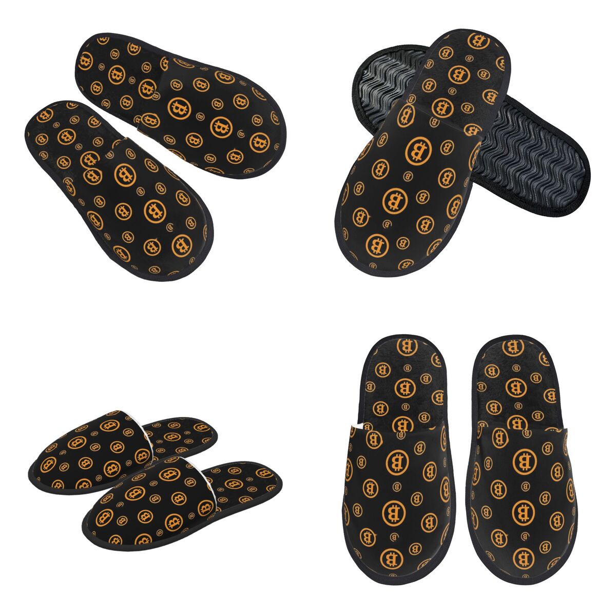 Women Shoes Logo - Custom Bitcoin Logo Pattern Slippers Memory