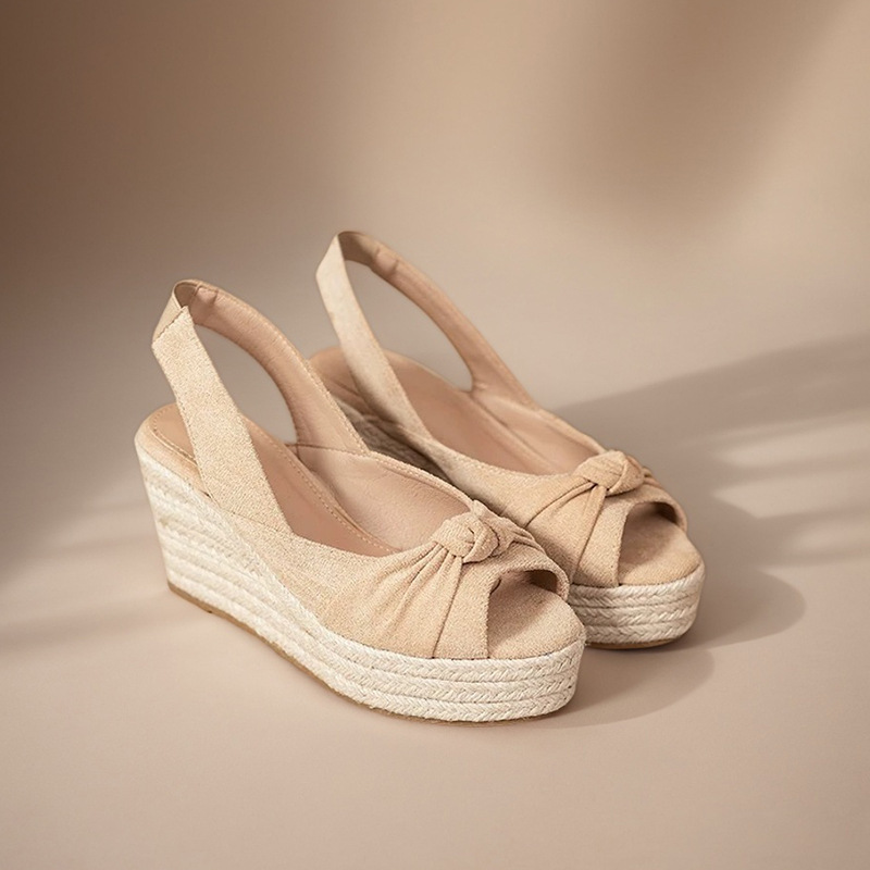 LIHUAMAO beige espadrille peep - đánh giá và giá Espadrille Wedge Shoes