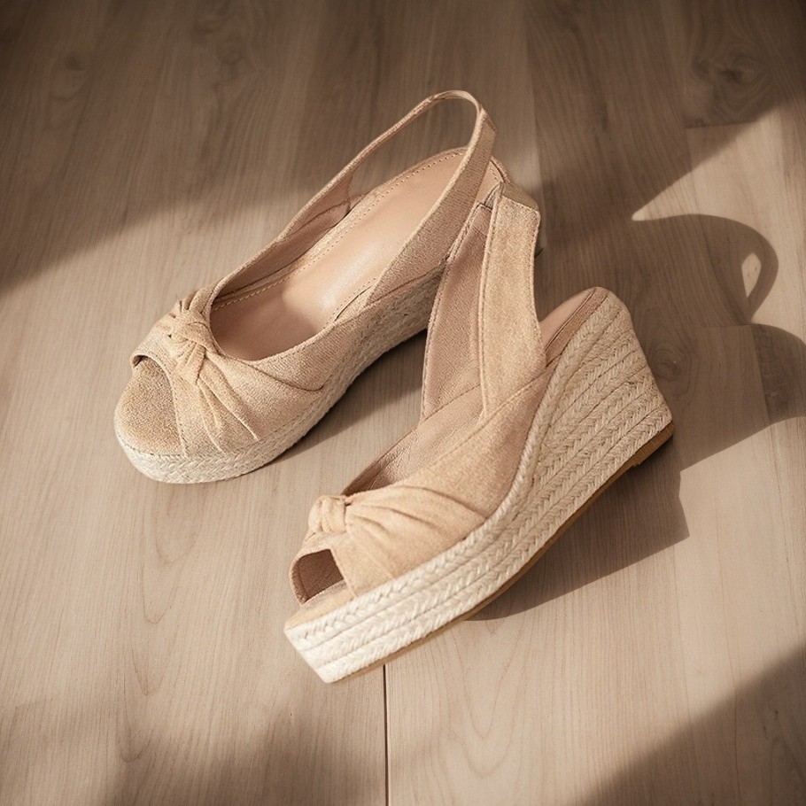 LIHUAMAO beige espadrille peep - đánh giá và giá Espadrille Wedge Shoes