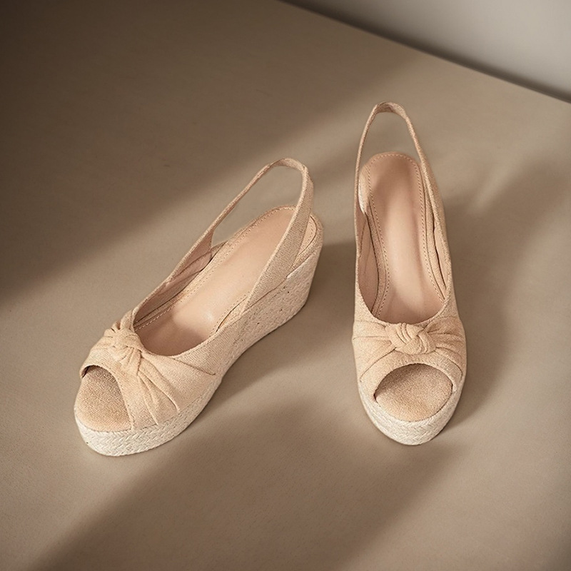 LIHUAMAO beige espadrille peep - đánh giá và giá Espadrille Wedge Shoes