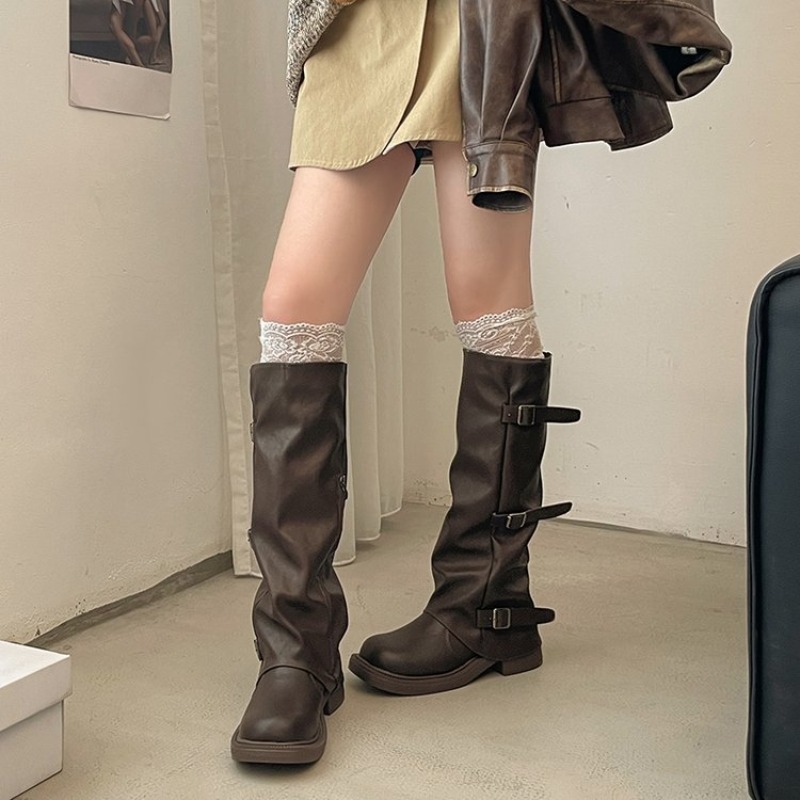 Pleated Buckle Knight Boots fo - đánh giá và giá Suede Ankle Boot