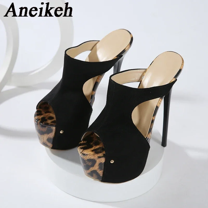 Aneikeh Summer Extreme Platfor - đánh giá và giá Leopard Print Heels